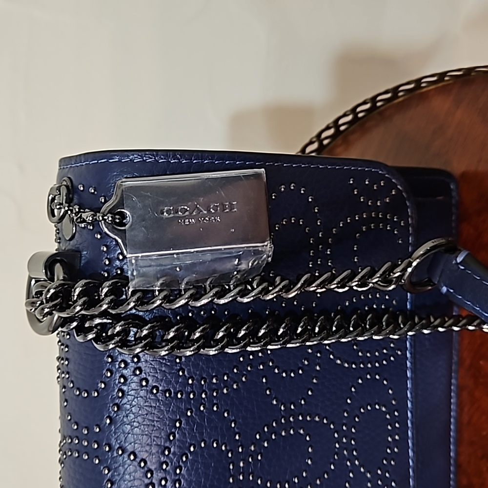 NWT COACH KLARE CROSSBODY SIGNATURE RIVET  TRUE NAVY STYLE CX260 SUEDE‎ LINING - Picture 6 of 16